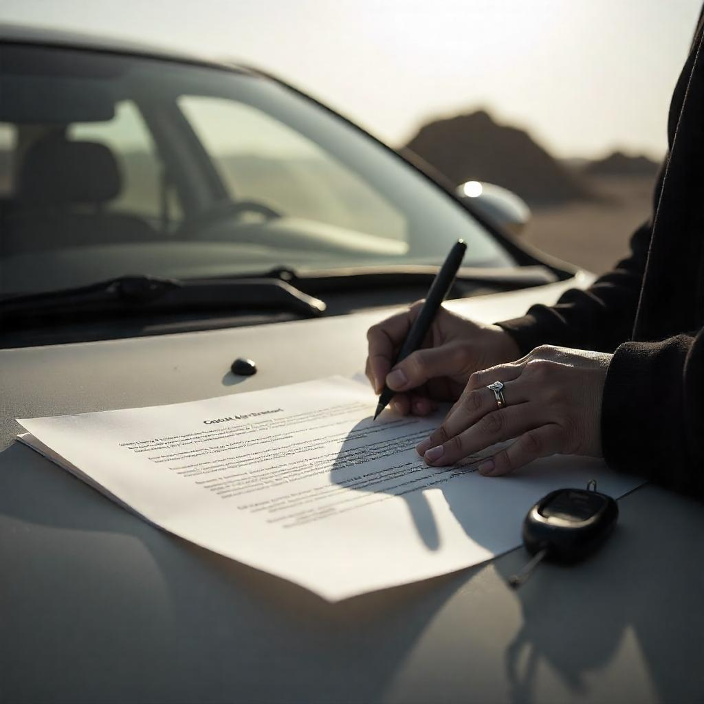 a person signing a car contract